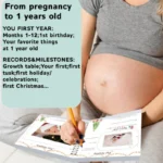 Memory Book with Sticker for Boy or Girl First Year Journal Book Scrapbook Book from Pregnancy to Age 1 D2RC