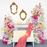 Wedding background wall decoration artificial flowers proposal birthday party flower row acrylic plate arch flower - Image 6