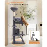 Large Indoor Cat Tree with Extra Large Perch, Hammock, and Sleeping Bag, Multi-Level Cat Shelves with Scratching Posts and 2 Hou - Image 5