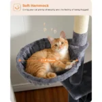 Large Indoor Cat Tree with Extra Large Perch, Hammock, and Sleeping Bag, Multi-Level Cat Shelves with Scratching Posts and 2 Hou - Image 4