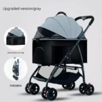 Collapsible Pet Travel Carrier Breathable 4 Wheel Pet Stroller for Cat Dog Bag Sleeping with Storage Basket - Image 4