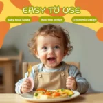 Toddler Cutlery Set Spoons Forks Gum-friendly PPSU Head with Case Self Feeding Training Easy to Silicone Grip Elbow Fork Spoon - Image 6