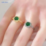 MHS.SUN High Quality Green Zircon Square Rings For Women Luxury Gold Silver Color Ring Wedding Engagement Aesthetic Jewelry Gift - Image 3
