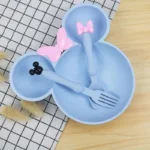 Eating Bowl + Spoon + Fork Feeding Food Tableware Safe Cartoon Bear Children Cutlery Set Anti-Scalding Training Plate - Image 5