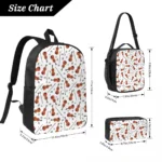 Violin And Music Notes Backpack Student Boys Girls BookBag School Bag Laptop Shoulder Bags 3ps Insulated Lunch Bag Pencil Case - Image 2
