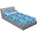 Twin XL Size 2-Piece Dog-Themed Bedding Decor Set – Multicolor, Joyful Canine Puppy&Paw Traces Graphic Design on Blue Background - Image 2