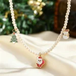 Exquisite Santa Claus Christmas Tree Snowman Necklace,Women's Imitation Pearl Beaded Necklaces,Fashion Christmas Jewelry Gifts - Image 3