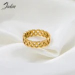 Joolim High End PVD Waterproof&No Fade Fashion Romantic Love Heart Pave Cross Ring for Women Stainless Steel Jewelry Wholesale - Image 2