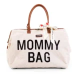 The Original Mommy Bag, Large Diaper Tote Bag, Mommy Hospital Bag, Mommy Travel Bag, Teddy White