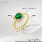 MHS.SUN High Quality Green Zircon Square Rings For Women Luxury Gold Silver Color Ring Wedding Engagement Aesthetic Jewelry Gift - Image 4