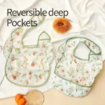 Elinfant 2-Pack Feeding Bibs,Easy-Clean Burp Cloth with Adjustable Closure and Pocket, Mixed Colors,Eating Bibs Aprons Smocks - Image 4
