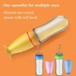 Safe Useful Silicone Bottle With Spoon Food Supplement Rice Cereal Bottles Squeeze Spoon Milk Feeding Bottle Cup - Image 5