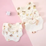 Cotton Saliva Towel With Gauze, Six Layers For Newborns, Waterproof Bib Cartoon, Absorbent And Stain Resistant Bib