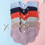 Random 3pc Bibs Infant Burp Cloths Stuff Feeding Drool Bandana Saliva Towel Toddler Ruffle Solid Color Bib Accessories - Image 4