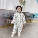 Autumn and Winter Infants and Toddlers One-piece Down Jacket Children's Outer Wear Onesie Thickened Crawling Clothes - Image 4