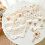 3PCS Cotton Gauze Feeding Bibs Summer Soft Petal Infants Print Saliva Towel Newborn Toddler Burp Cloth Kids Bib