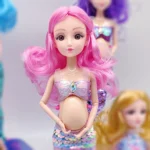 40cm Mermaid Pregnancy Doll Suit Doll Have A In Her Tummy For Doll Fashion Sequin Fishtail Dress Child Educational Toy - Image 4