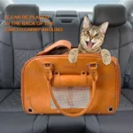 Outdoor PU Leather Pet Dog Cat Transport Carrying Breathable Travel Airline Approved Pet Cages Carriers Tote Bag - Image 2