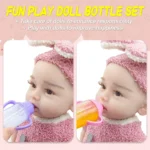 Doll accessories Doll Feeding Bottle Set Care Toy Stroller 2pc Milk And Juice Bottles With Toy Pacifier For Dolls - Image 5