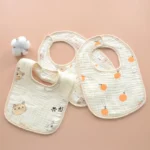 U-shaped Feeding Drool Bib New Infants Soft Cotton Gauze Print Saliva Towel Gauze Burp Cloth For Newborn Toddler Kids Bibs - Image 3