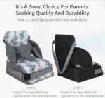 Portable Booster Seat Diaper Bag Travel Toddler Convenient Cushion Kid Chair Washable Straps Safety Buckle Muti-functional - Image 5
