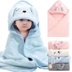 Cartoon Animal Bath Towels Soft Newborn Hooded Towel Blanket Toddler Bathrobe Warm Sleeping Swaddle Wrap for Boys Girls