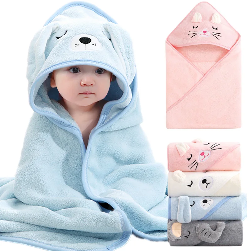 kf-S92ff9ab075cb4667a40ae334e60375481 Cartoon Animal Bath Towels Soft Newborn Hooded Towel Blanket Toddler Bathrobe Warm Sleeping Swaddle Wrap for Boys Girls - Image 1