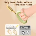 Toddler Cutlery Set Spoons Forks Gum-friendly PPSU Head with Case Self Feeding Training Easy to Silicone Grip Elbow Fork Spoon - Image 5