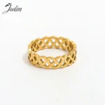 Joolim High End PVD Waterproof&No Fade Fashion Romantic Love Heart Pave Cross Ring for Women Stainless Steel Jewelry Wholesale