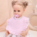 1PC Muslin Bibs for Girls Soft 100% Cotton Drool Bibs Ruffle Trim for Newborns Toddlers 0-36 Months for Teething Droolinf - Image 4