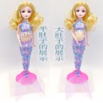 40cm Mermaid Pregnancy Doll Suit Doll Have A In Her Tummy For Doll Fashion Sequin Fishtail Dress Child Educational Toy - Image 5