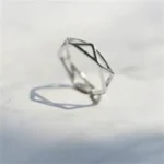 Fashion Silver Plated Geometric Rings Simple Hollow Flower Adjustable Rings For Women Girl Femme Minimalist Jewelry Gift - Image 5