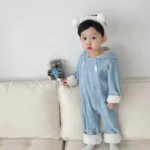 New Autumn Winter Infant Clothes Solid Long Sleeve Dual Zippers Infant Hoode Rompers Jumpsuit Warm Outdoor Wear A5292 - Image 3