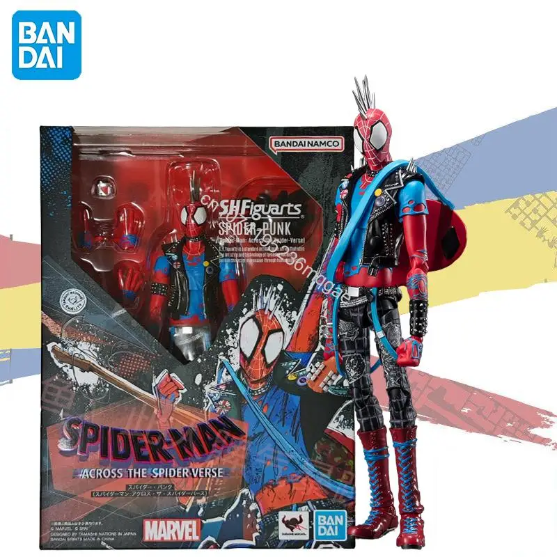 kf-S9ee8992e75b4412b8750fc1f6483f3feU In stock Bandai Original SPIDER-MAN ACROSS SPIDER-VERSE PART ONE S.H.Figuarts SPIDER-PUNK Anime Action Figures Model Toys Gift - Image 1