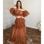Lace Maternity Photography Dress, 2 Pcs Set Off-Shoulder with Floral Embroidery Gown Pregnancy Photo Shoot Dresses Boutique Wear - Image 2