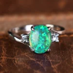 Elegant Promise Ring Inlaid Oval Stone Plated Engagement Wedding Jewelry Symbol Of Eternity - Image 2