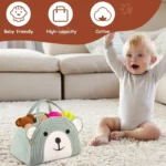 Diaper Organizer Portable Bear Cotton Rope Bin Toddler Diaper Storage Bin For Girls Boys Kids Christmas Shower Party - Image 3