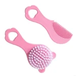 Infant Hairbrush Set with Soft Plastic Long Handle And Bear Design Comfortable Hair Care Tool for Bath Time And Travel