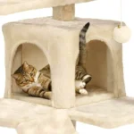 Cat Tree for Large Cats with Large Top Perch Multi-Level Tower for Indoor Cats with Condo Hammock Sleeping Bag Dangling Ball - Image 5