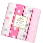 100% Cotton 4pcs/pack Receiving Blanket Newborn 76x76cm Bedsheet Supersoft Blanket Swaddle