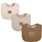 3Pcs/Lot Cute Bear Muslin Cotton Gauze Bibs Saliva Towel Korean Kids Boys Girls Bandanas Adjustable Feeding Burp Cloths