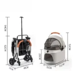 Pet Stroller Dog Cat Carrier Foldable Portable Travel Cart for Small Medium Dogs Cats Lightweight Large Capacity Pet Bag - Image 4