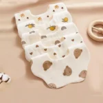 Pure cotton gauze petal printing bib newborn saliva towel summer breathable feeding pocket anti-spitting milk saliva towel - Image 2