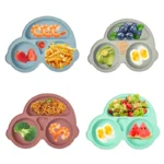 Safe Silicone Dining Plate Suction Cartoon Children Dishes Feeding Toddler Training Tableware Retro Kids Smile Face Bowl - Image 3