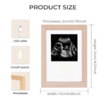 2D Flat Custom Photo Ultrasound Picture LED Acrylic Night Light Wood Photo Frame 21x17cm Bedroom Gift Home Decoration - Image 6