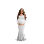 New classic Sexy Maternity Photography Props Maternity Dresses Off Shoulder Maternity for Photo Shoots Women Pregnancy Dresses - Image 5