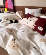 Cute cartoon koala panda dog grey brown bedding set,full queen king sand cotton home textile bed sheet pillow case quilt cover - Image 4