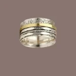 Jianjie Light Luxury Unisex's Retro Silver Carving Two Tone Nested Circular Rings Classic Ethnic Style New Ring Jewelry Trend - Image 3