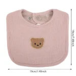 Cute Bear Muslin Cotton Bibs Saliva Towel U-Absorbent Pockets Korean Children Kids Boys Girls Bandanas Feeding Burp Clothes - Image 2