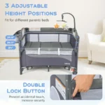 Pack and Play, 5 in 1 Bedside Sleeper with Bassinet, Diaper Changer, Mattress, Carry Bag, Music Box Hanging Toys, Foldable - Image 3